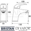 Bristan Java Basin Mixer without Waste Tap Dimensions